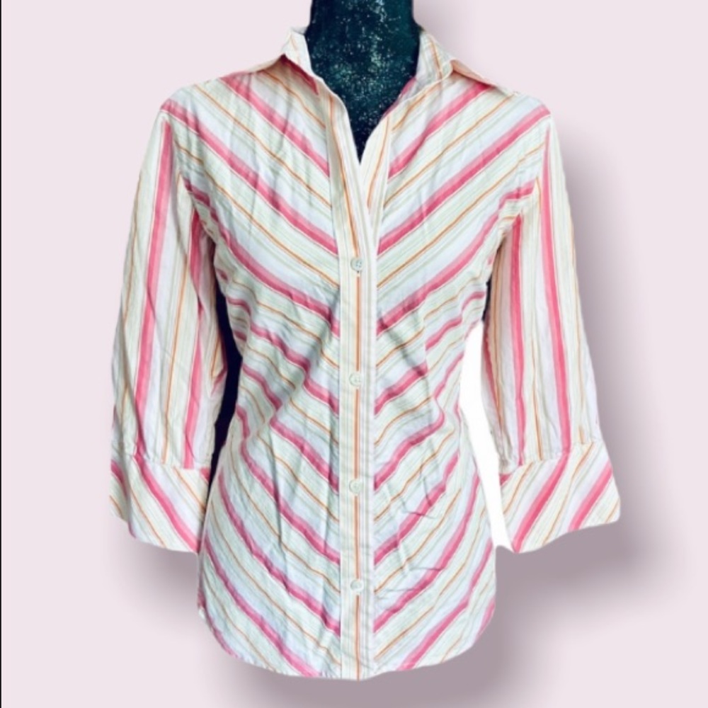 Banana Republic Pink Striped Button Down Shirt